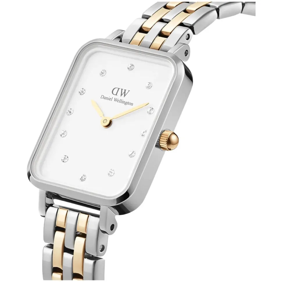 Daniel Wellington Quadro Lumine 20x26mm Eggshell White Dial Two-Tone Steel Bracelet Watch