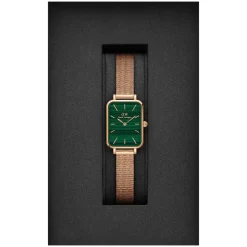 Daniel Wellington Quadro 20x26mm Pressed Melrose Mesh Malachite Dial Rose Gold Bracelet Watch
