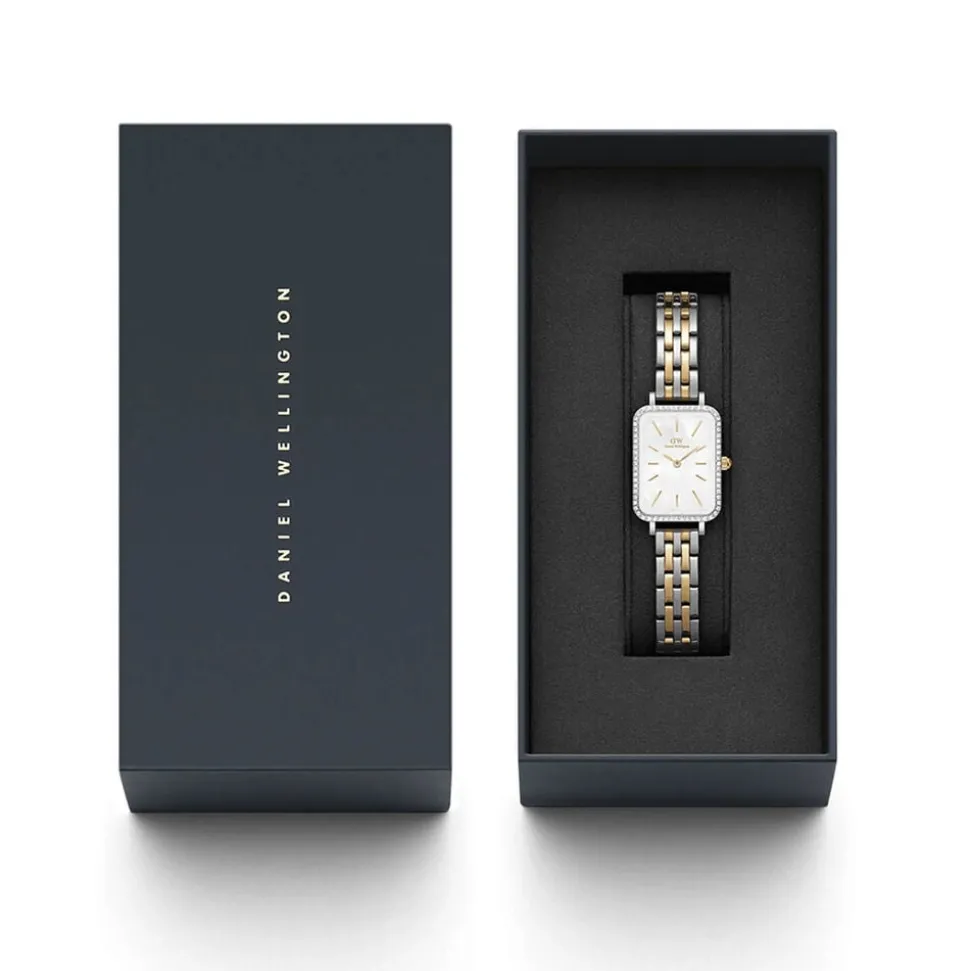Daniel Wellington Quadro 20x26mm Mother of Pearl Dial Two Toned Stainless Steel Bracelet Watch
