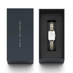 Daniel Wellington Quadro Lumine 20x26mm Eggshell White Dial Two-Tone Steel Bracelet Watch