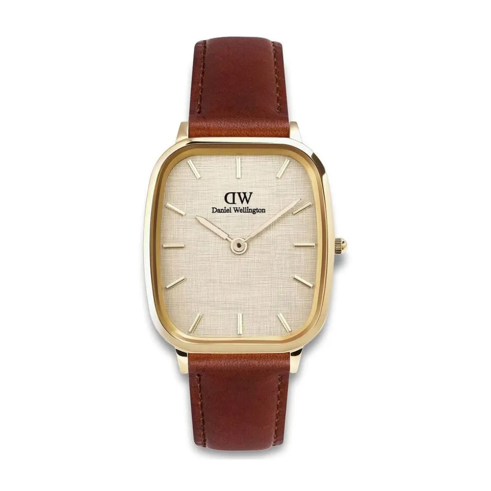Daniel Wellington Vintage St Mawes Gold 32x36.3mm Dial Brown Leather Strap Watch
