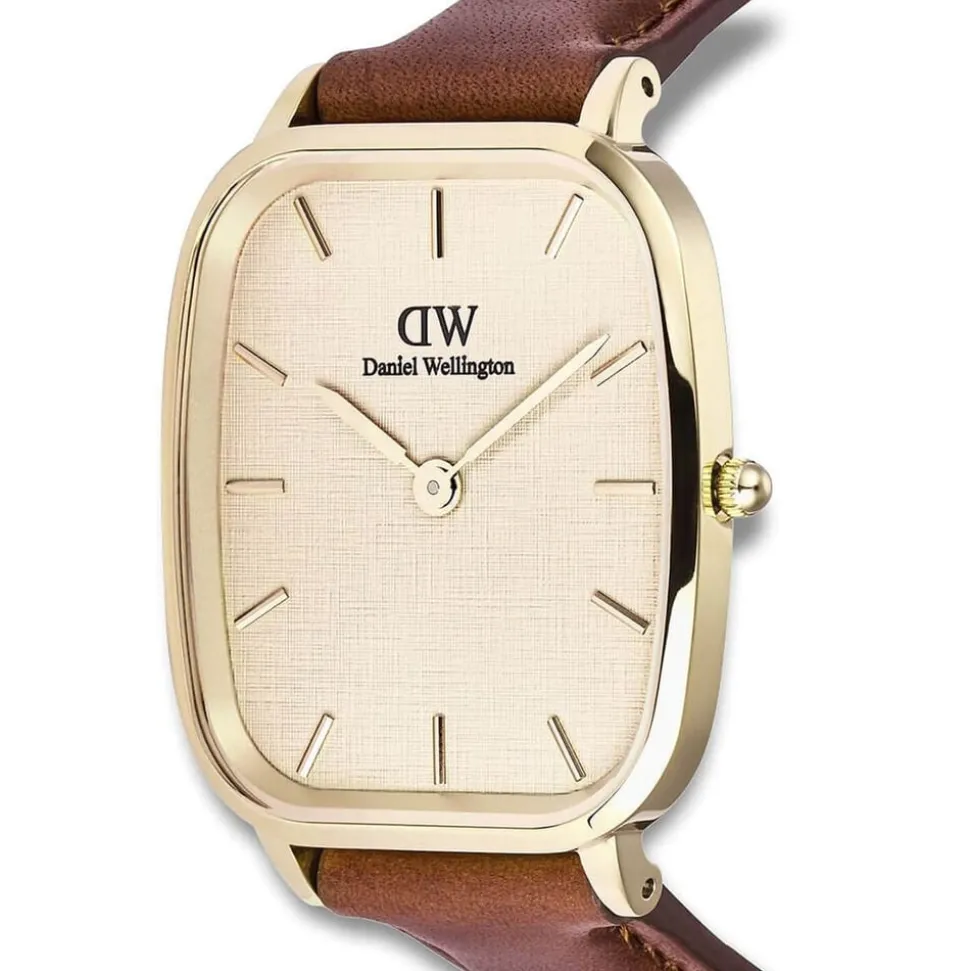Daniel Wellington Vintage St Mawes Gold 32x36.3mm Dial Brown Leather Strap Watch