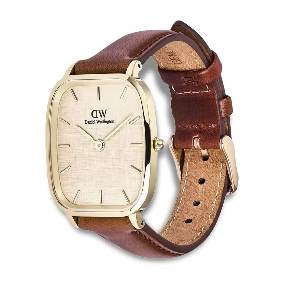 Daniel Wellington Vintage St Mawes Gold 32x36.3mm Dial Brown Leather Strap Watch