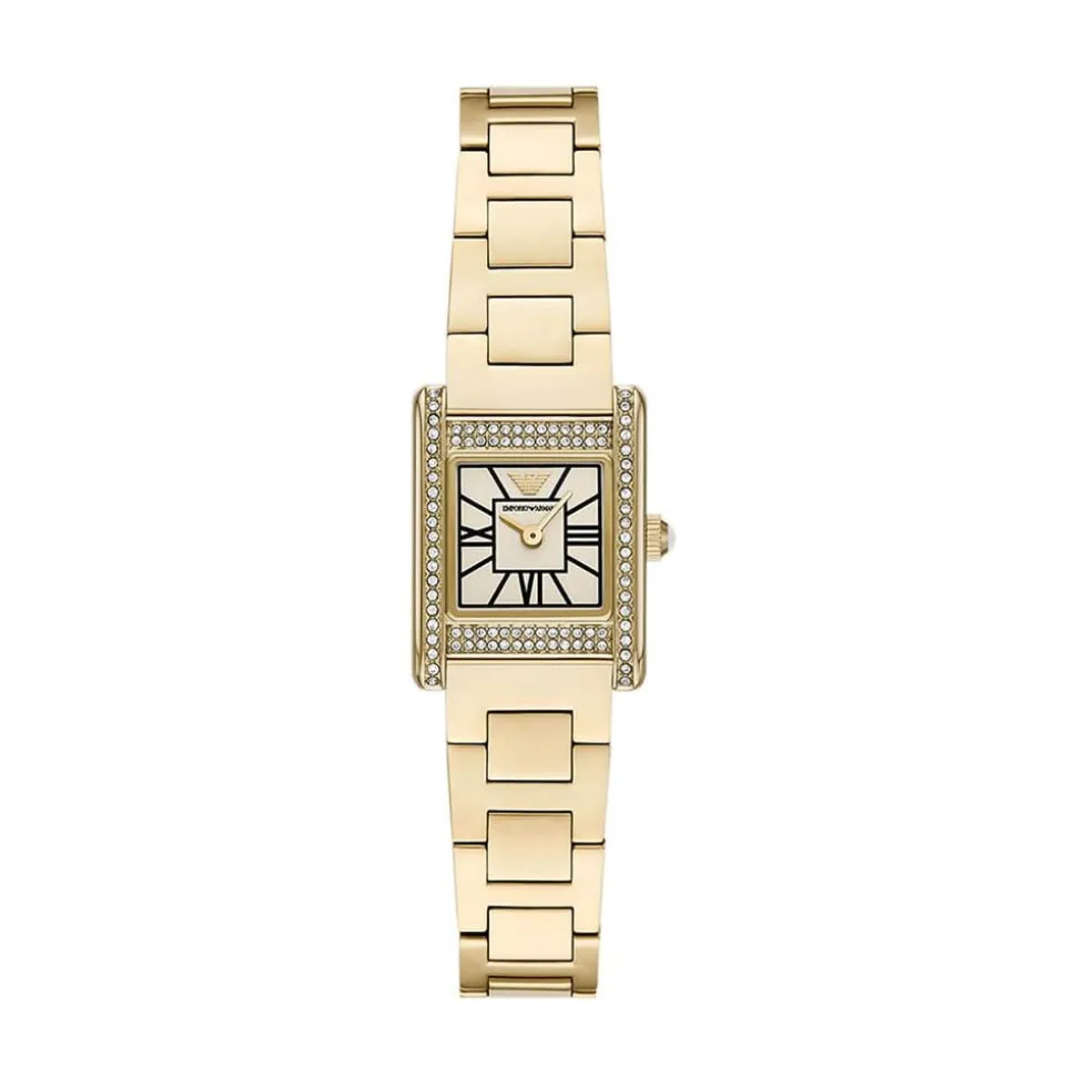 Emporio Armani 20 x 26mm White Dial Gold Tone Stainless Steel Bracelet Watch