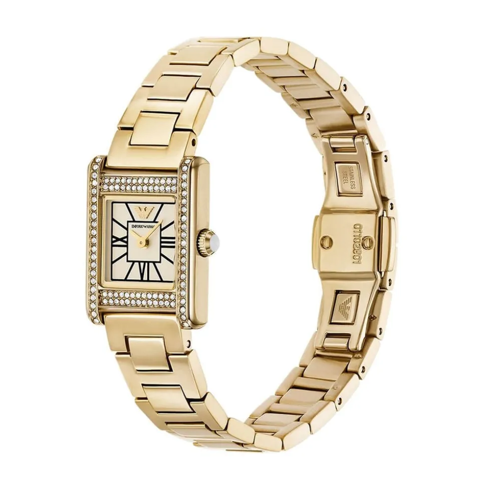 Emporio Armani 20 x 26mm White Dial Gold Tone Stainless Steel Bracelet Watch