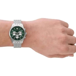Emporio Armani Antonio Chronograph 41mm Green Dial Steel Bracelet Watch