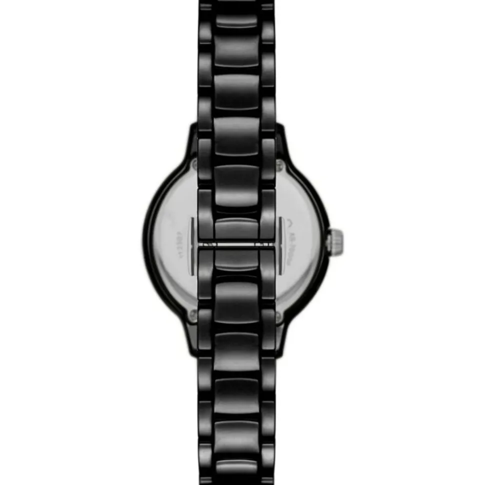 Emporio Armani Cleo 32mm Black Dial Cubic Zirconia Set Black Ceramic Case Watch