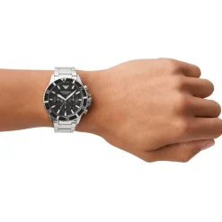 Emporio Armani Diver Chronograph 43mm Black Dial Steel Bracelet Watch