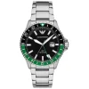 Emporio Armani Diver 42mm Black Dial Steel Bracelet Watch