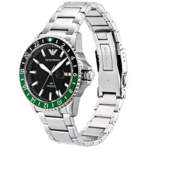 Emporio Armani Diver 42mm Black Dial Steel Bracelet Watch