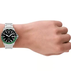 Emporio Armani Diver 42mm Black Dial Steel Bracelet Watch