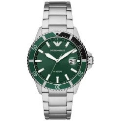 Emporio Armani Diver 42mm Green Dial Steel Case Bracelet Watch