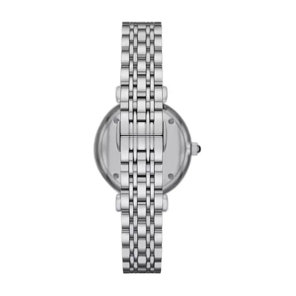 Emporio Armani Gianni T-Bar 32mm Blue Cubic Zirconia Set Dial Steel Bracelet Watch