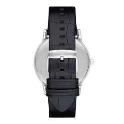 Emporio Armani Men&acirc;&euro;&trade;s Black Dial and Black Leather Strap Watch