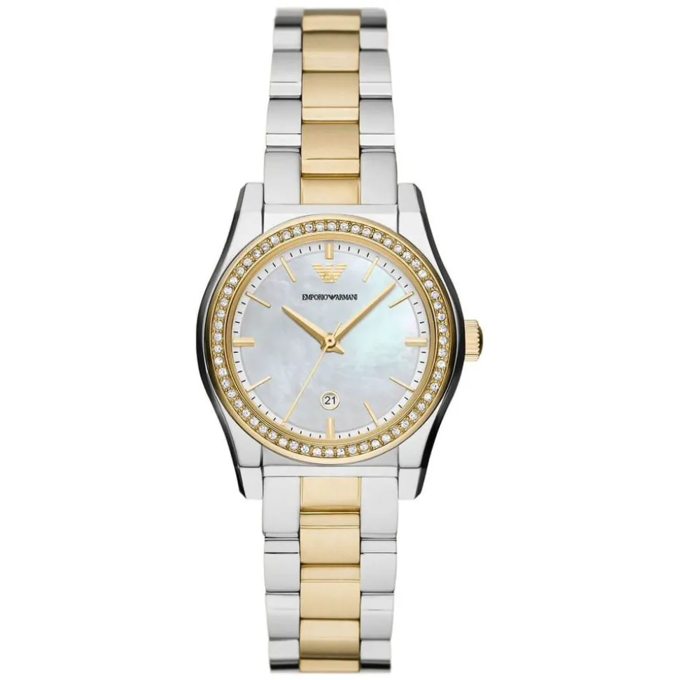 Emporio Armani Mia 32mm MOP Dial Yellow Gold Steel Bracelet Watch