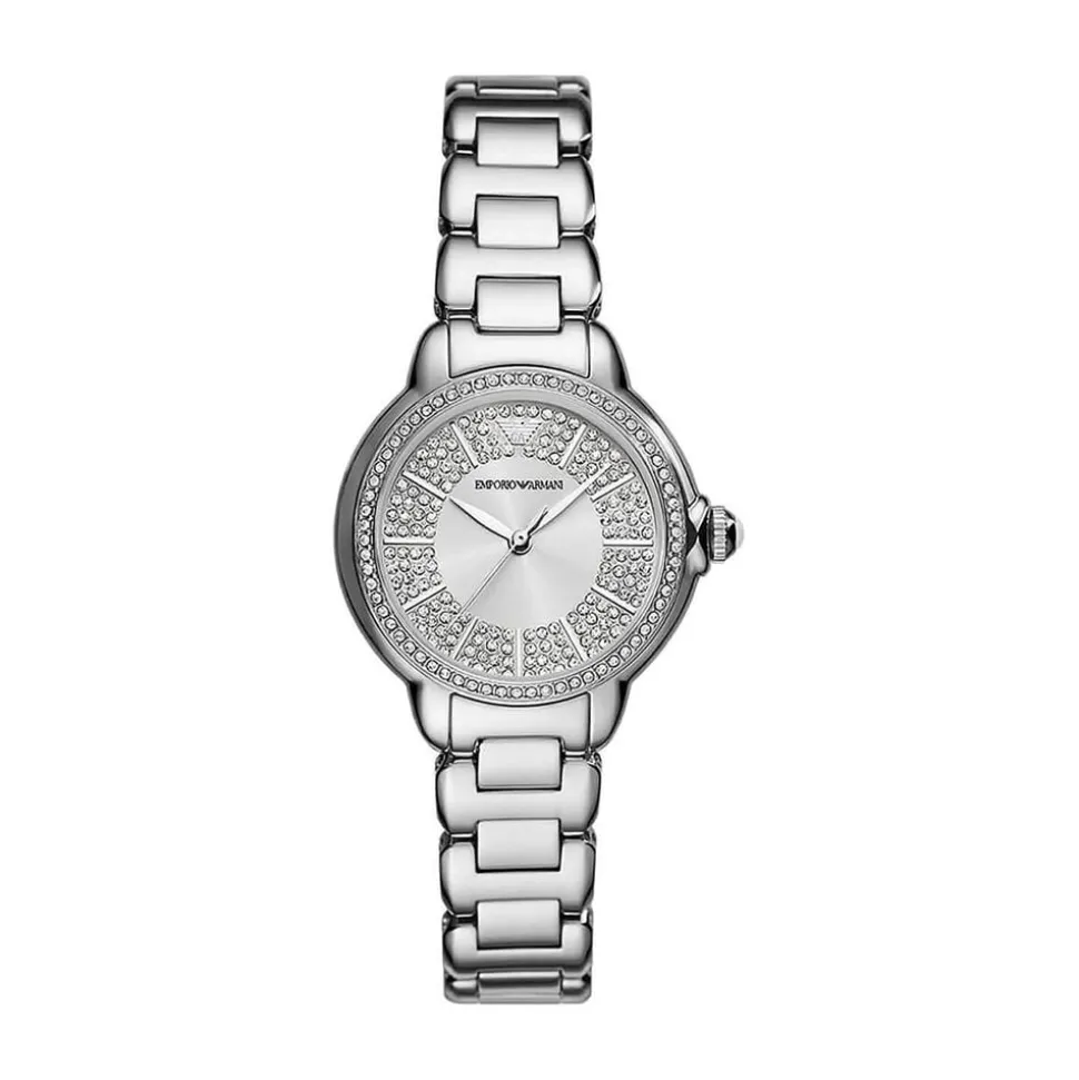 Emporio Armani Mia 32mm Silver Cubic Zirconia Set Dial & Bezel Steel Bracelet Watch