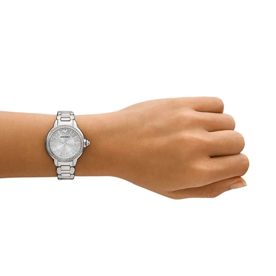 Emporio Armani Mia 32mm Silver Cubic Zirconia Set Dial & Bezel Steel Bracelet Watch