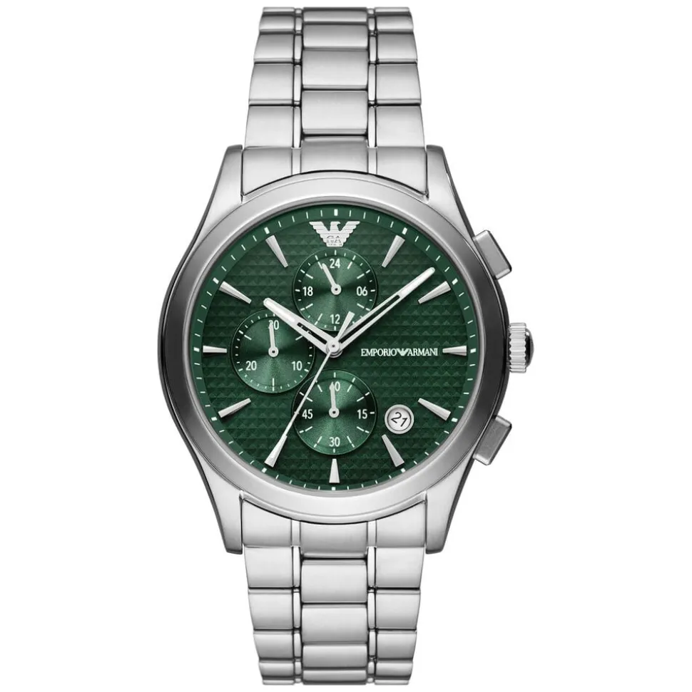 Emporio Armani Paolo 42mm Green Chronograph Dial Bracelet Watch