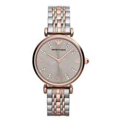 Emporio Armani rose gold-plated two colour bracelet watch