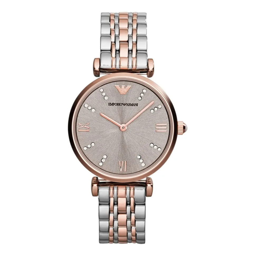 Emporio Armani rose gold-plated two colour bracelet watch