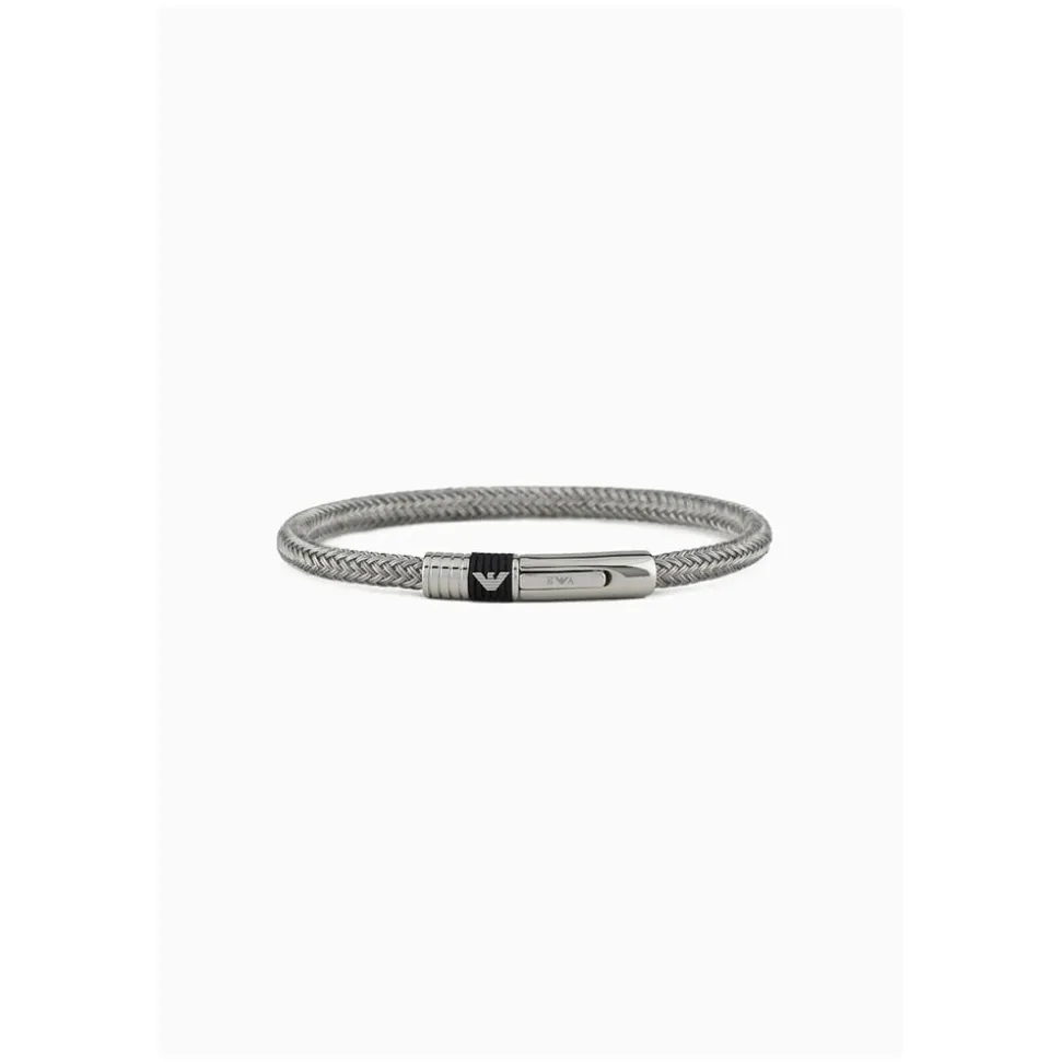 Emporio Armani Stainless Steel Black Rubber Inlay Bracelet