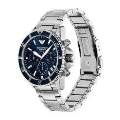 Emporio Armani World Explorer 43.5mm Blue Chronograph Dial Steel Bracelet Watch
