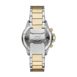 Emporio Armani World Explorer Chronograph 43.5mm Black Dial Two Tone Steel Bracelet Watch