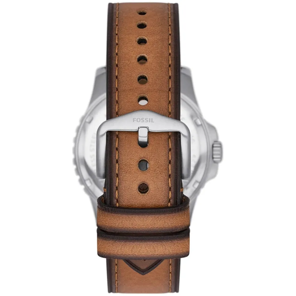 Fossil Blue 42mm Green Dial Tan Leather Strap Watch