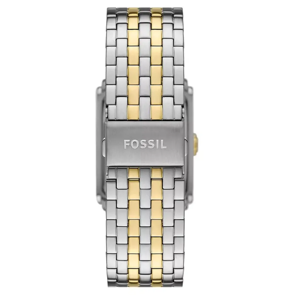 Fossil Carraway 32mm Blue Dial Yellow Gold IP & Steel Bracelet Watch