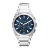 Fossil Everett Chronograph 44mm Blue Dial Stainless Steel Bracelet Watch