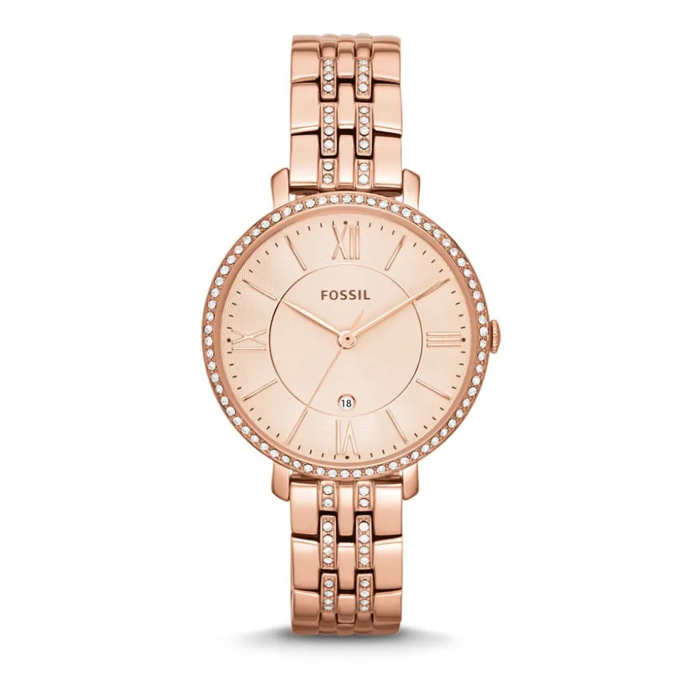 Fossil Jacqueline Ladies' Crystal Rose Gold-plated Bracelet Watch