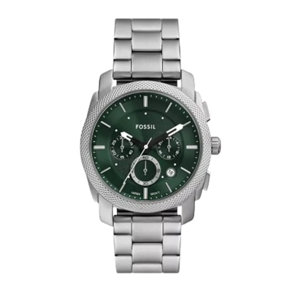 Fossil Machine Chronograph 42mm Green Dial Steel Case & Bracelet Watch