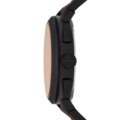 Fossil Machine Chronograph 44mm Black Dial Brown Leather Strap Watch & Braided Bracelet Set