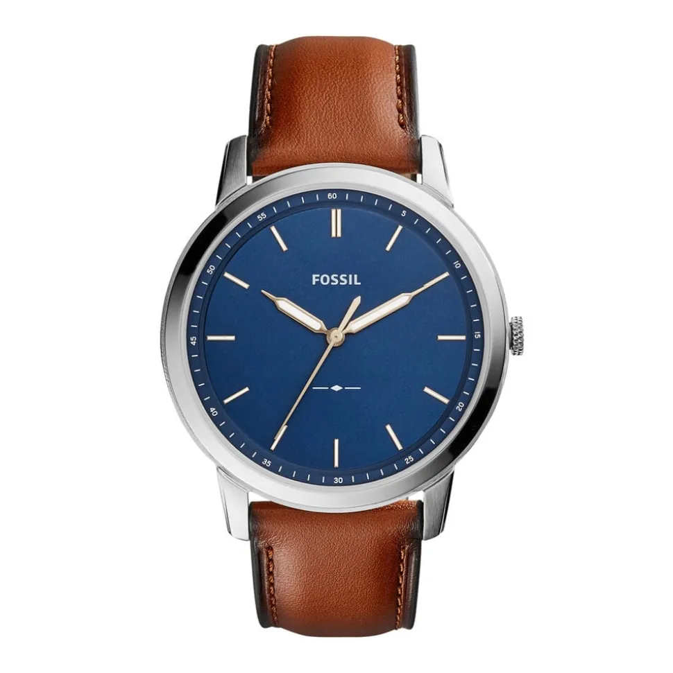 Fossil Minimalist Brown Strap Mens Watch