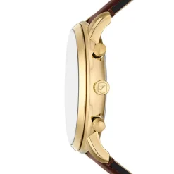 Fossil Neutra Chronograph 44mm Gold Dial Brown Leather Strap Watch
