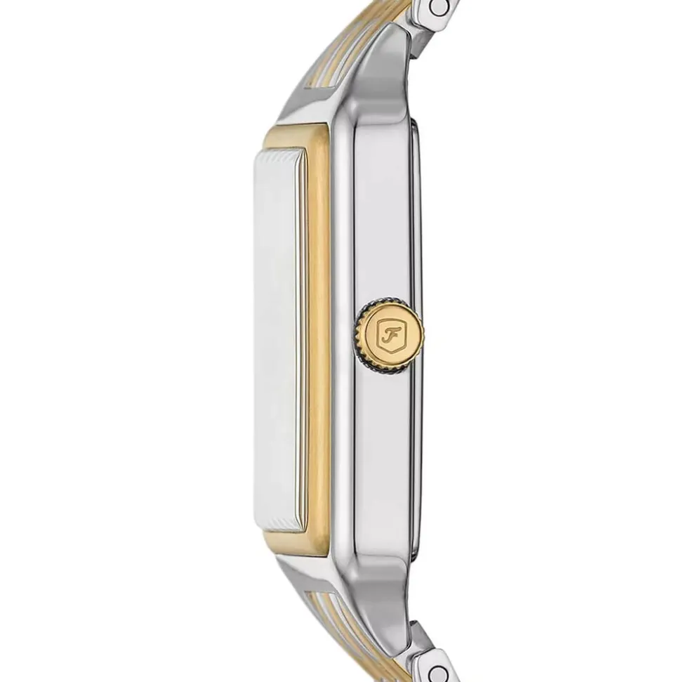 Fossil Raquel 23mm Rectangular Silver Dial Two-Tone Case & Bracelet Watch