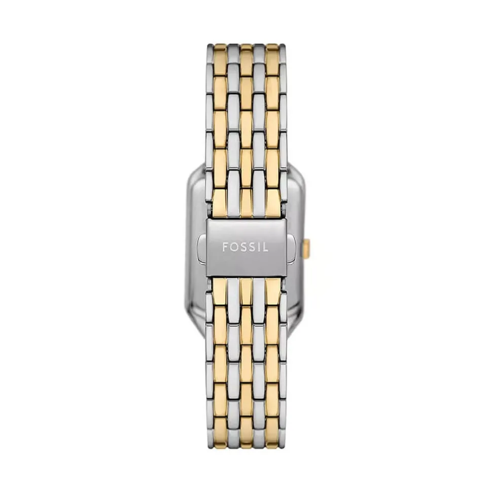 Fossil Raquel 23mm Rectangular Silver Dial Two-Tone Case & Bracelet Watch