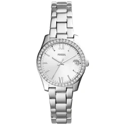 Fossil Scarlette Mini Silver Dial Cubic Zirconia Steel Case Bracelet Watch