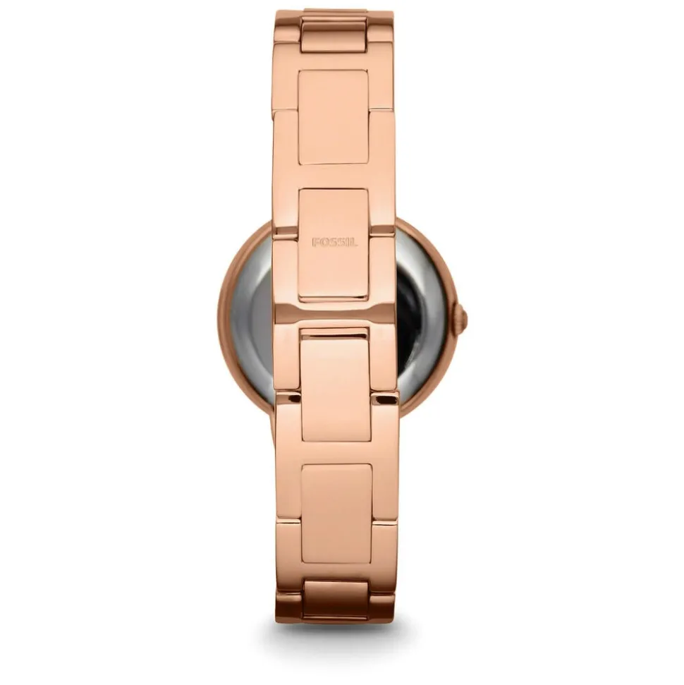 Fossil Virginia 28mm White Dial Rose Gold IP Case Bracelet Watch