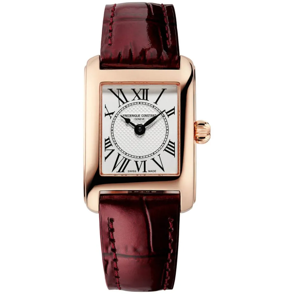 Frederique Constant Classics Carree Red Leather Strap Ladies Watch