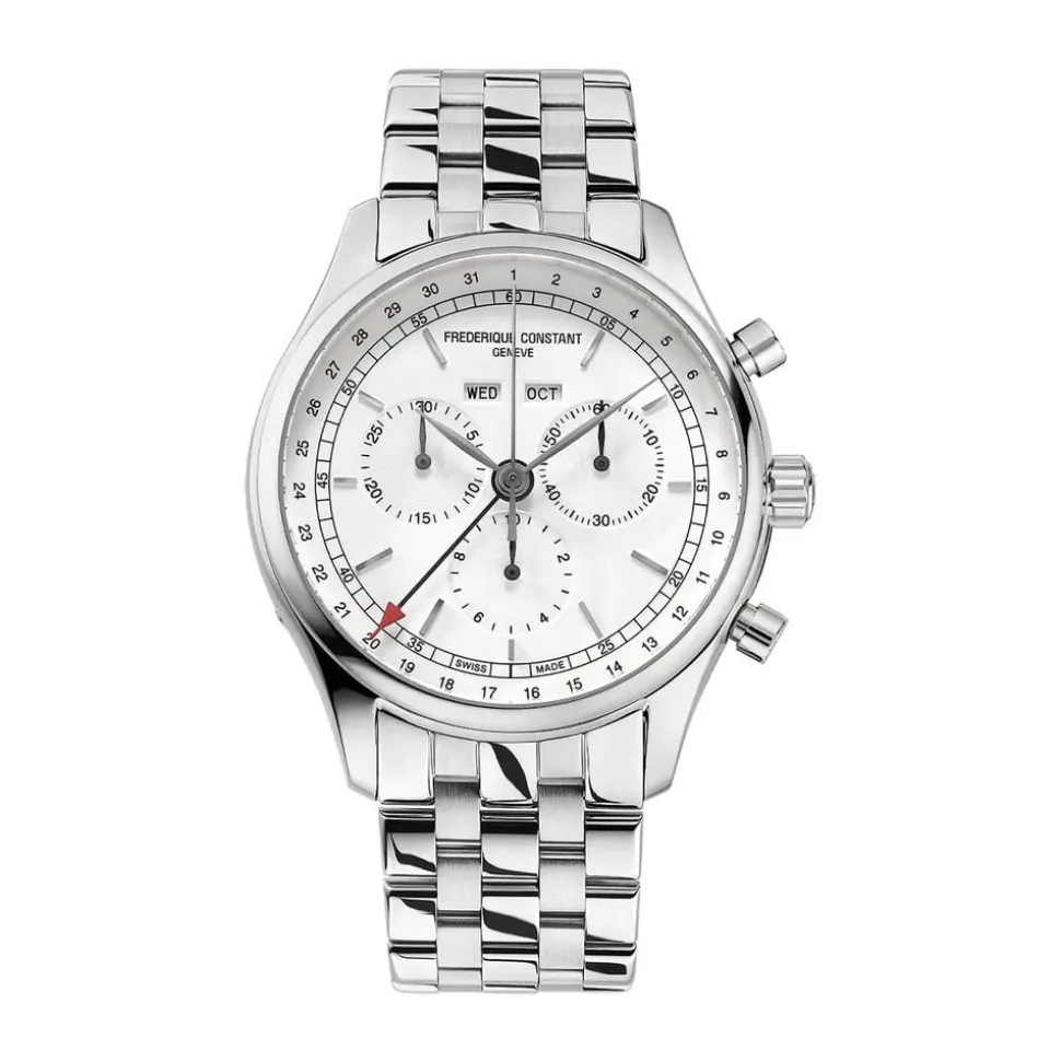Frederique Constant Classics Chronograph Triple Calendar 40mm Silver Dial Steel Bracelet Watch