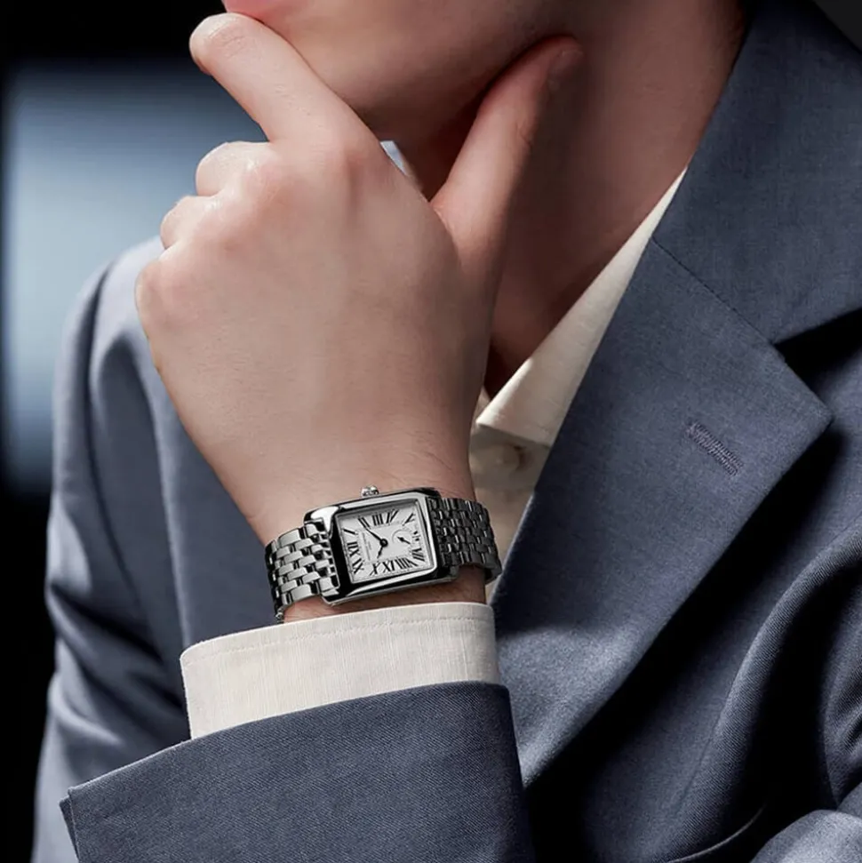 Frederique Constant Classics Caree Small Seconds 36x25.2mm Silver Dial Steel Bracelet Watch