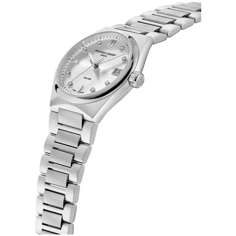 Frederique Constant Highlife Quartz 31mm Silver Diamond Dot Dial Bracelet Watch