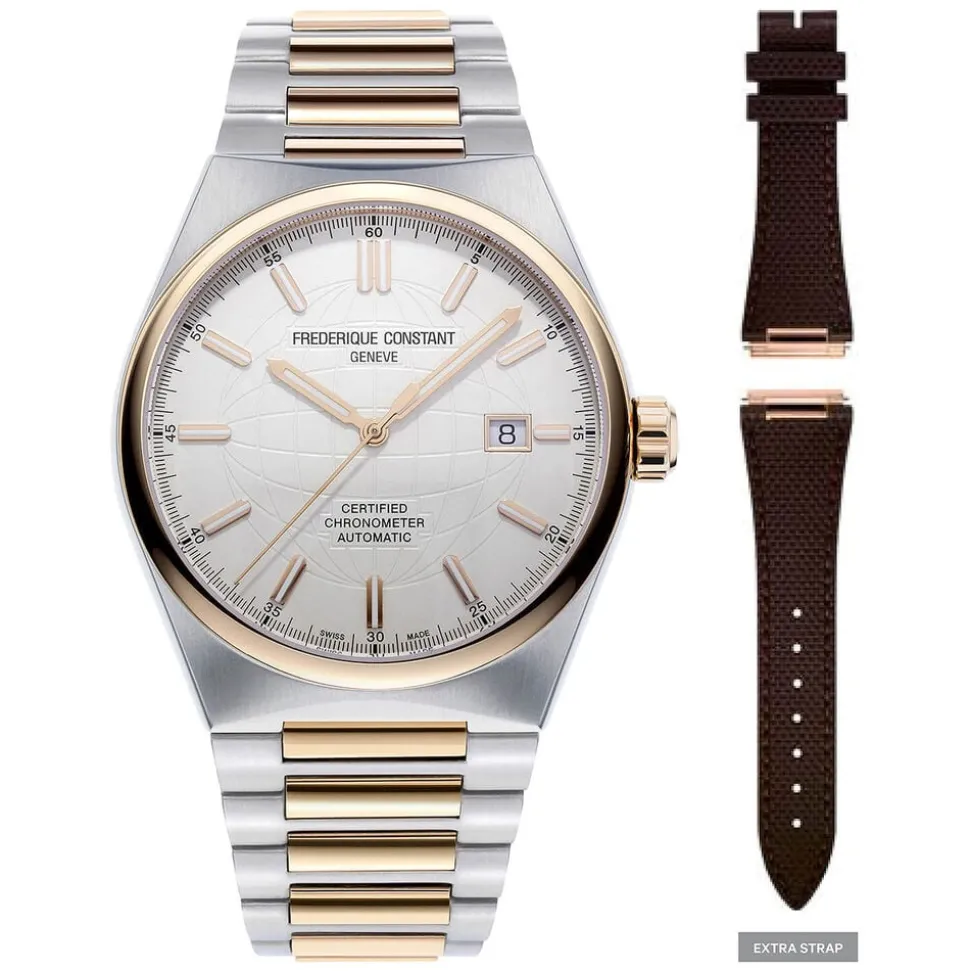 Frederique Constant Highlife COSC Automatic Silver Dial Steel Rose Gold Case Bracelet Watch