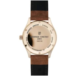 Frederique Constant Index Automatic Silver Dial Rose Gold Case Brown Strap Watch