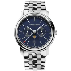 Frederique Constant 40mm Blue Dial Day Date Moonphase Bracelet Watch