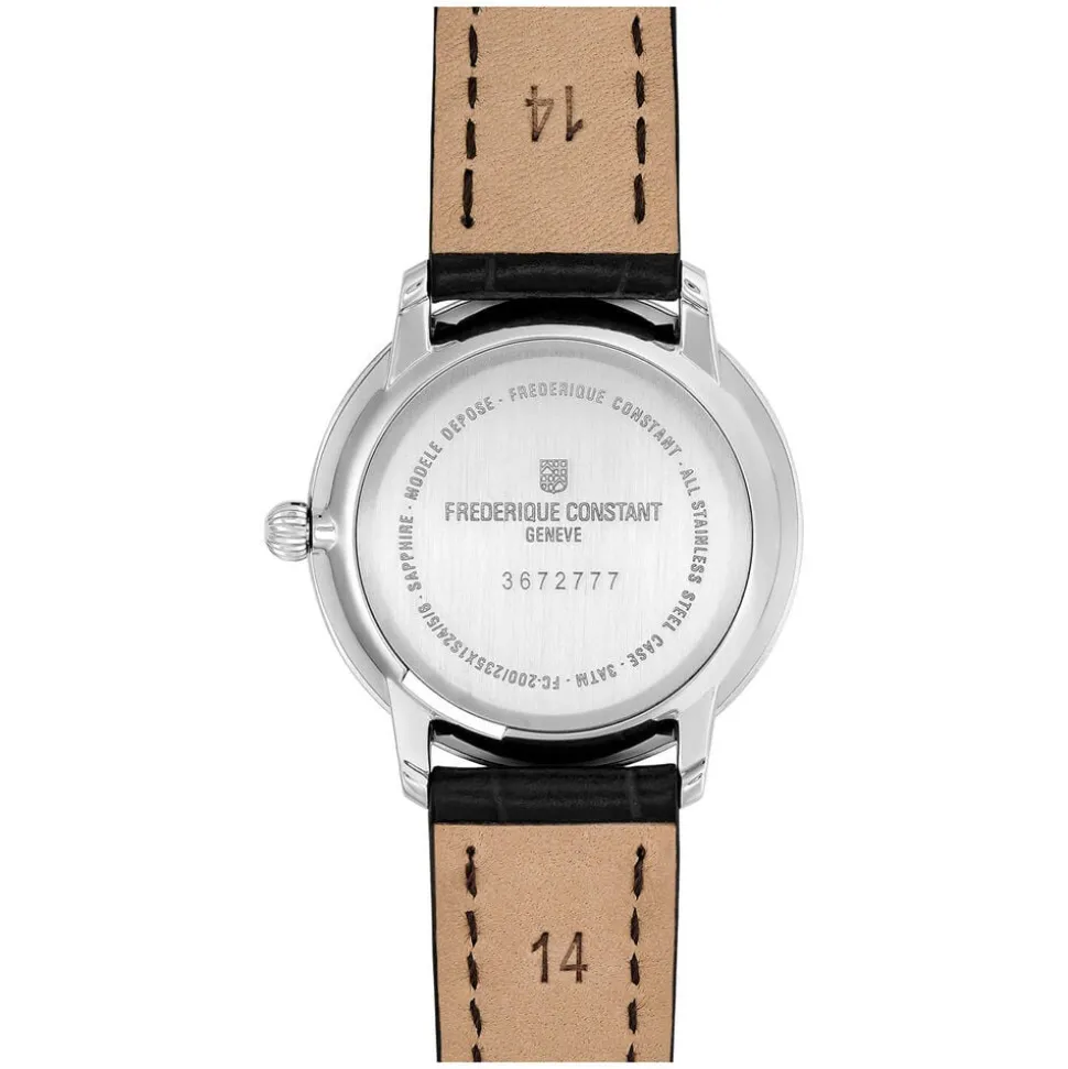 Frederique Constant Slimline Round Dial Black Strap Ladies Watch