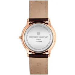 Frederique Constant Slimline Small Seconds Quartz Silver Dial Rose Gold PVD Case Strap Watch
