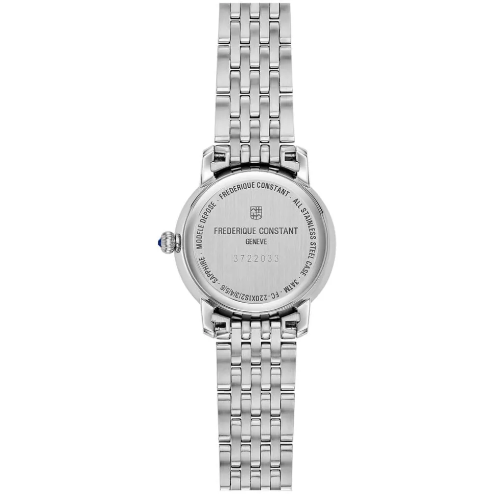 Frederique Constant Slimline 30mm MOP Dial Diamond Dots Steel Bracelet Watch