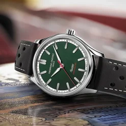 Frederique Constant Vintage Rally Healy 40mm Green Dial Brown Leather Strap Watch